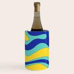 Modern Retro Liquid Swirl Funky Abstract Pattern Blue Aqua Yellow Wine Chiller Gallery Image 2