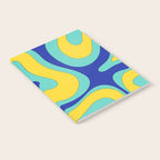 Modern Retro Liquid Swirl Funky Abstract Pattern Blue Aqua Yellow Notebook Gallery Image 2