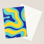 Modern Retro Liquid Swirl Funky Abstract Pattern Blue Aqua Yellow Stationery Card Gallery Image 2