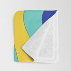 Modern Retro Liquid Swirl Funky Abstract Pattern Blue Aqua Yellow Throw Blanket Gallery Image 3