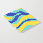 Modern Retro Liquid Swirl Funky Abstract Pattern Blue Aqua Yellow Notebook Gallery Image 3