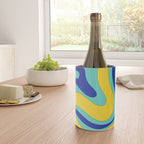 Modern Retro Liquid Swirl Funky Abstract Pattern Blue Aqua Yellow Wine Chiller Gallery Image 4