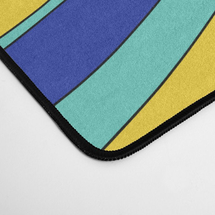 Modern Retro Liquid Swirl Funky Abstract Pattern Blue Aqua Yellow Desk Mat Gallery Image 4