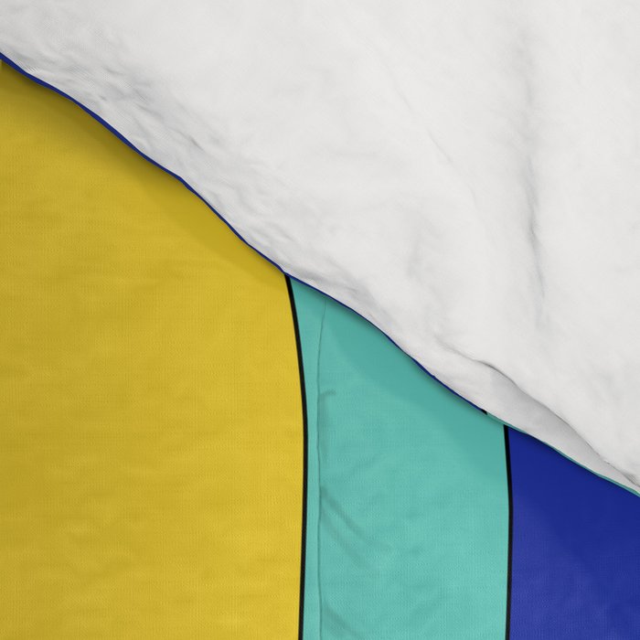 Modern Retro Liquid Swirl Funky Abstract Pattern Blue Aqua Yellow Comforter Gallery Image 4