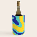 Modern Retro Liquid Swirl Funky Abstract Pattern Blue Aqua Yellow Wine Chiller Gallery Image 1