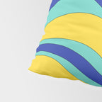 Modern Retro Liquid Swirl Funky Abstract Pattern Blue Aqua Yellow Pillow Sham Gallery Image 4