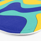 Modern Retro Liquid Swirl Funky Abstract Pattern Blue Aqua Yellow Bath Mat Gallery Image 3
