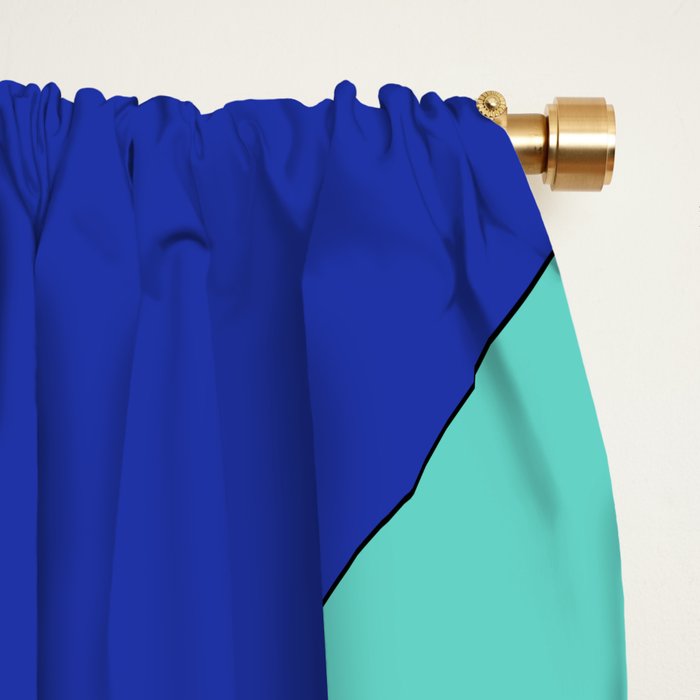 Modern Retro Liquid Swirl Funky Abstract Pattern Blue Aqua Yellow Window Curtain Gallery Image 2