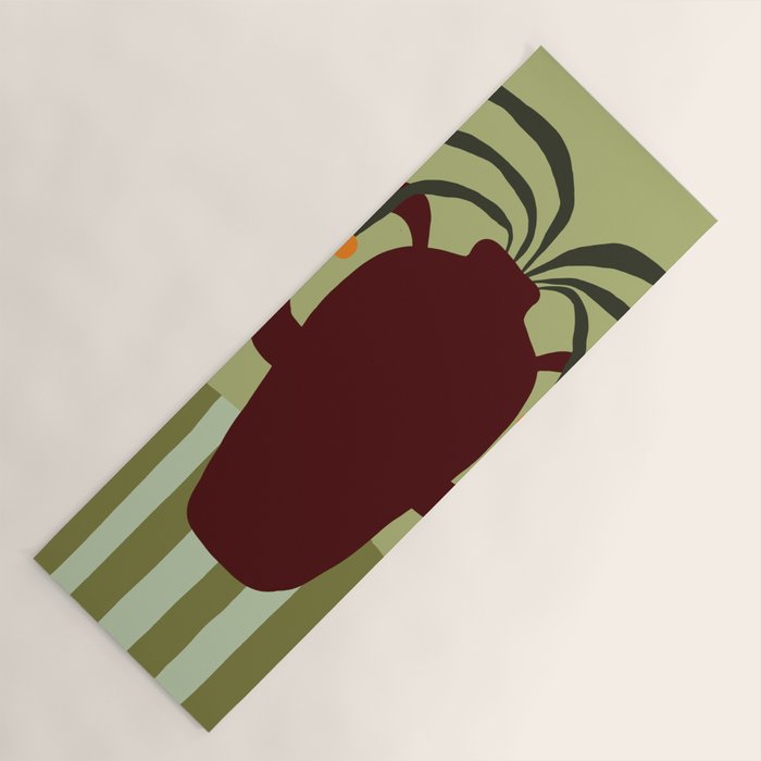 Summer Flower pottery with stripe Yoga Mat Gallery Image 1