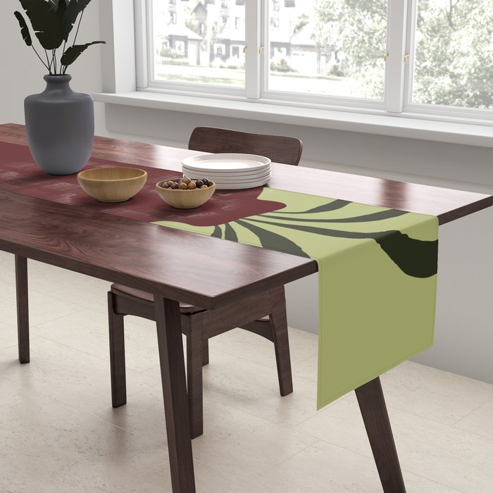 Summer Flower pottery with stripe Table Runner Gallery Image 2