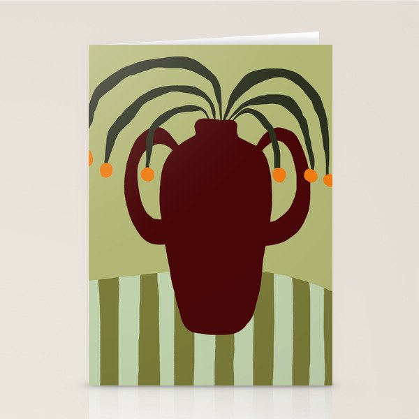 Summer Flower pottery with stripe Stationery Card Gallery Image 2