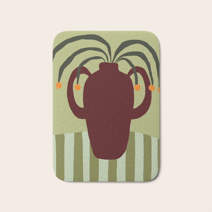 Summer Flower pottery with stripe Bath Mat Gallery Image 1