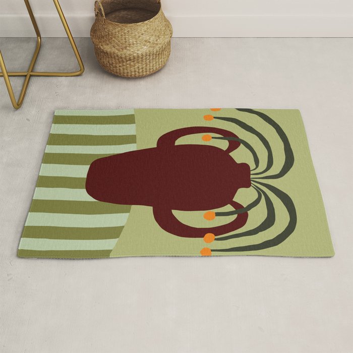 Summer Flower pottery with stripe Rug Gallery Image 1