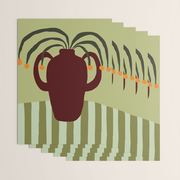 Summer Flower pottery with stripe Wrapping Paper Gallery Image 3