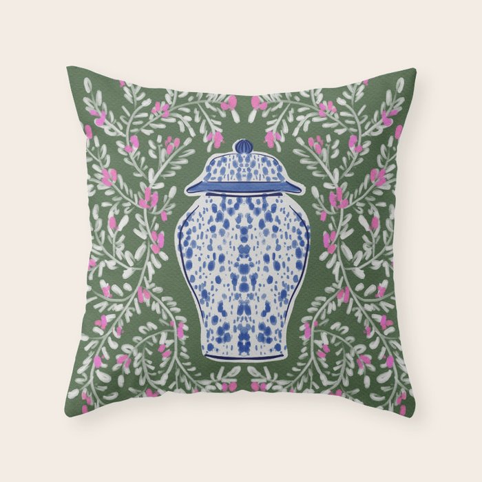 Chinoiserie Blossoms Throw Pillow Gallery Image 1