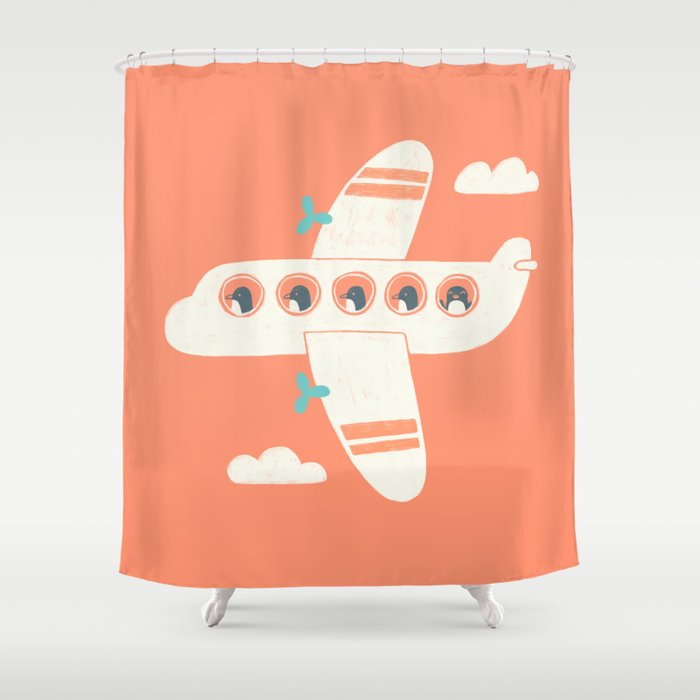 Penguin Airlines Shower Curtain Gallery Image 1
