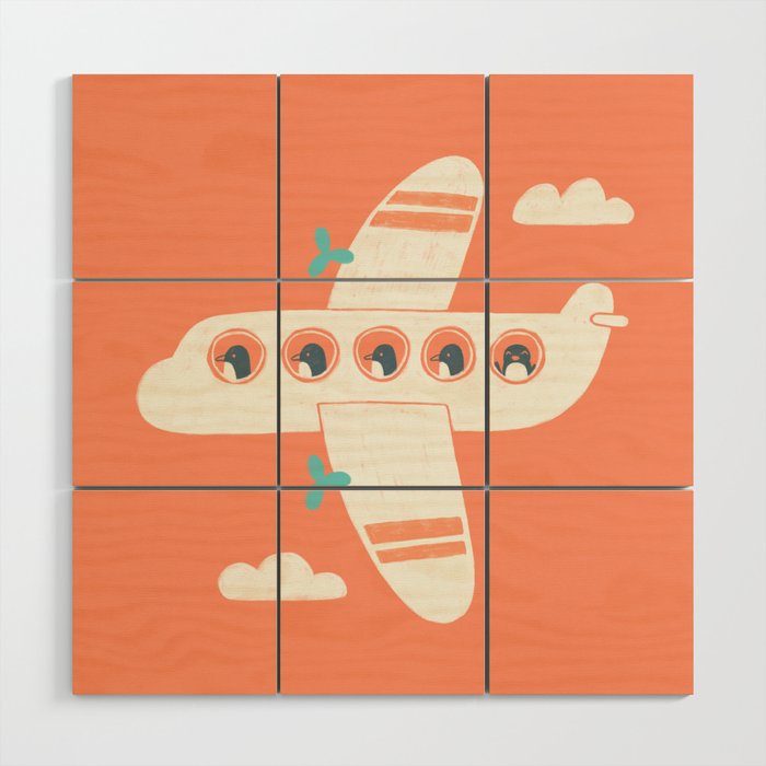 Penguin Airlines Wood Wall Art Gallery Image 1
