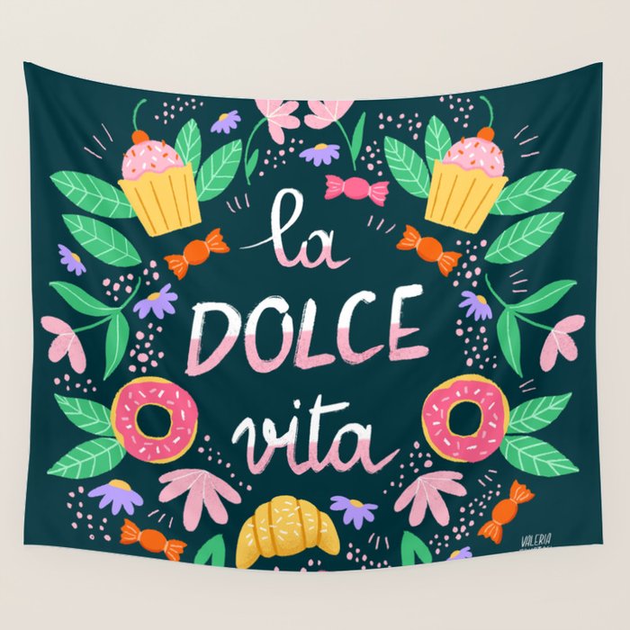 La Dolce Vita hand lettering Wall Tapestry Gallery Image 1