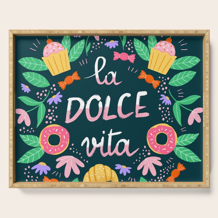 La Dolce Vita hand lettering Serving Tray Gallery Image 1