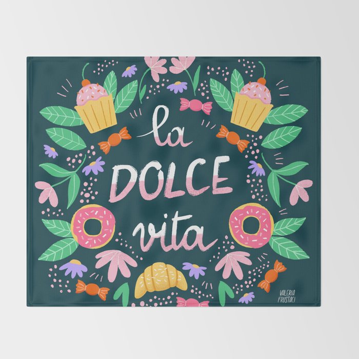 La Dolce Vita hand lettering Throw Blanket Gallery Image 2