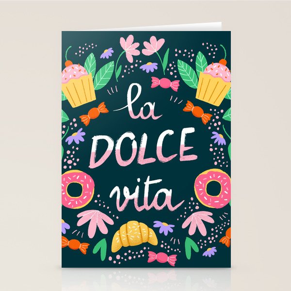 La Dolce Vita hand lettering Stationery Card Gallery Image 1