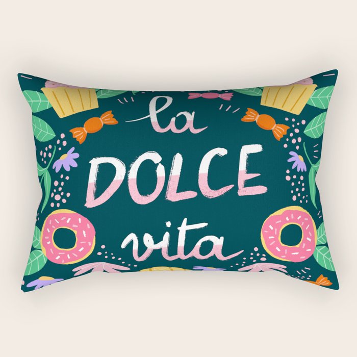 La Dolce Vita hand lettering Rectangular Pillow Gallery Image 1