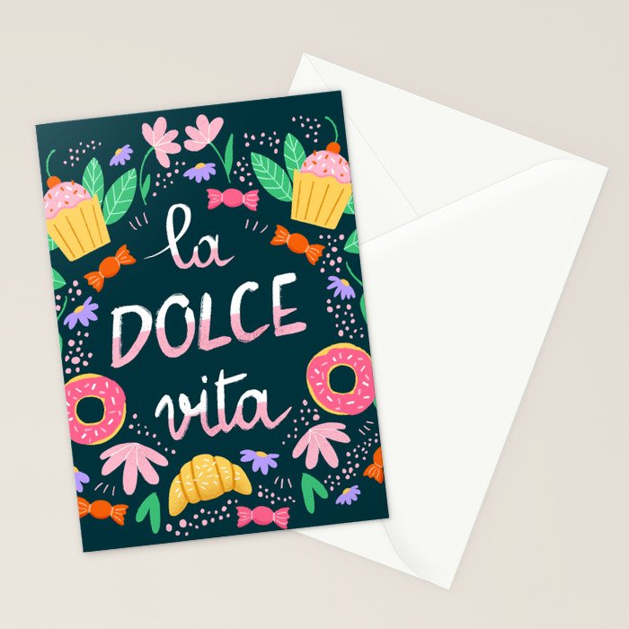 La Dolce Vita hand lettering Stationery Card Gallery Image 2