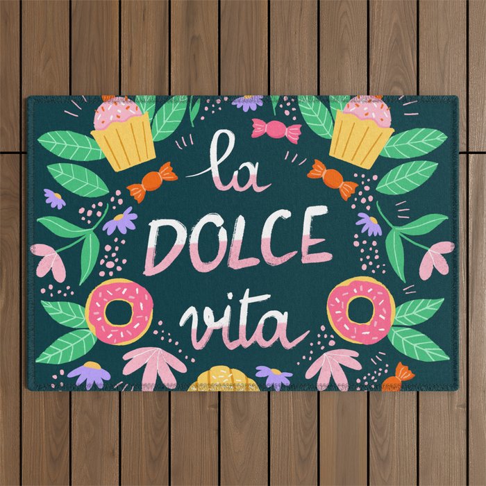 La Dolce Vita hand lettering Outdoor Rug Gallery Image 1
