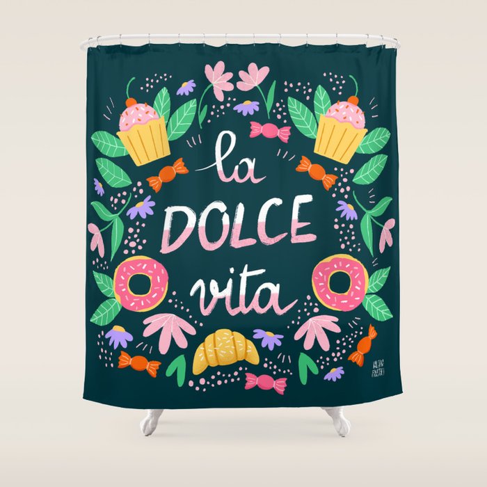 La Dolce Vita hand lettering Shower Curtain Gallery Image 1