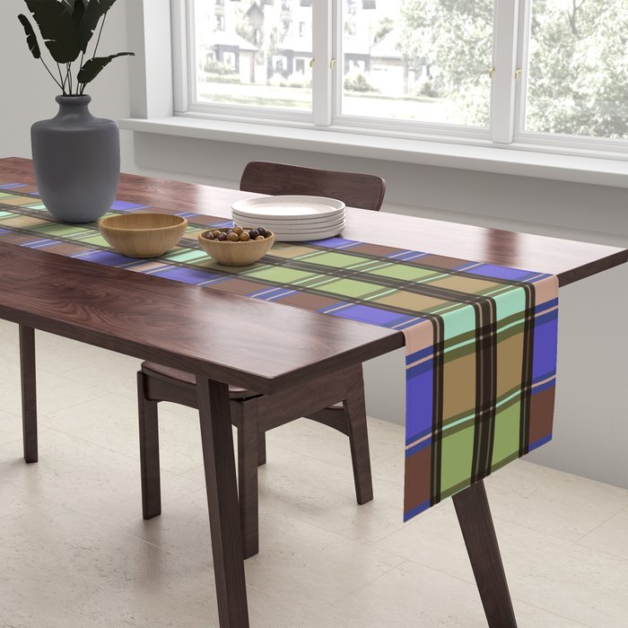 Fusion Colorful Toned Grids Table Runner Gallery Image 2