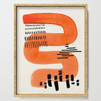 Mid Century Modern abstract Minimalist Fun Colorful Shapes Patterns Orange Watercolor Wiggle Stroke Serving Tray Gallery Image 1
