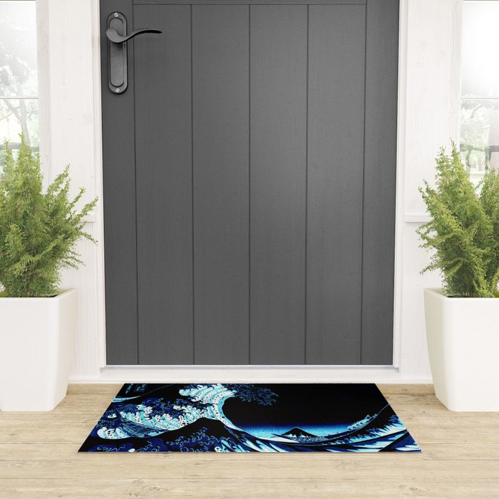 the Great Wave blue Welcome Mat Gallery Image 3