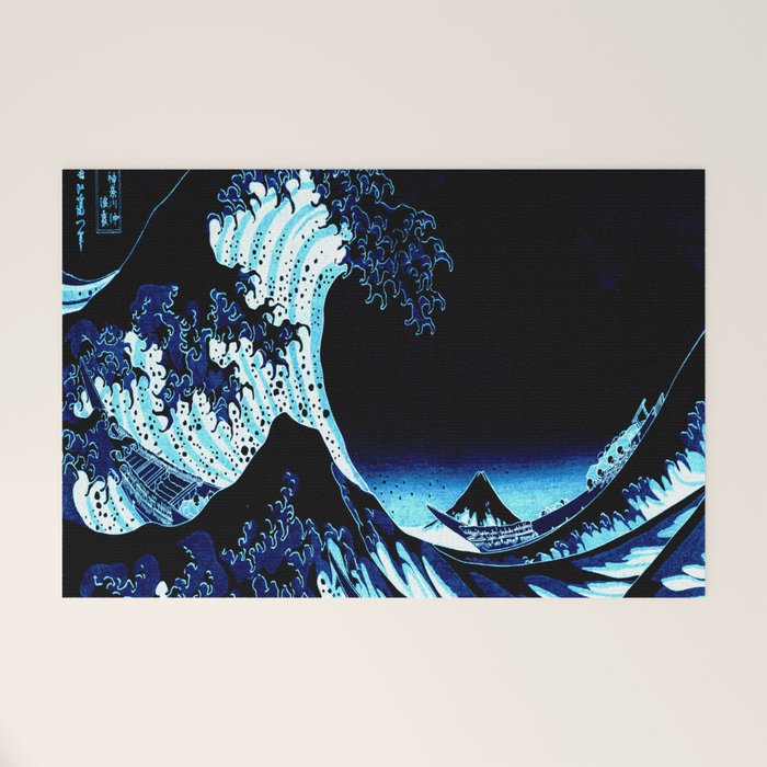 the Great Wave blue Welcome Mat Gallery Image 1