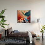 Mountain lion standing on a rock Wood Wall Art Gallery Image 2