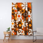 Retro Garden Flowers Groovy 1970s Floral Pattern in 70s Brown and Orange Window Curtain Gallery Image 5