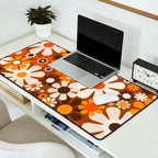 Retro Garden Flowers Groovy 1970s Floral Pattern in 70s Brown and Orange Desk Mat Gallery Image 2