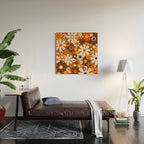 Retro Garden Flowers Groovy 1970s Floral Pattern in 70s Brown and Orange Wood Wall Art Gallery Image 2