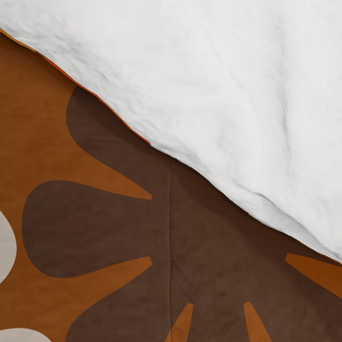 Retro Garden Flowers Groovy 1970s Floral Pattern in 70s Brown and Orange Comforter Gallery Image 4