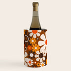 Retro Garden Flowers Groovy 1970s Floral Pattern in 70s Brown and Orange Wine Chiller Gallery Image 1