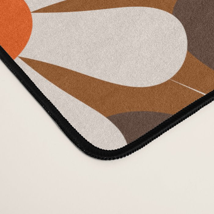 Retro Garden Flowers Groovy 1970s Floral Pattern in 70s Brown and Orange Desk Mat Gallery Image 4
