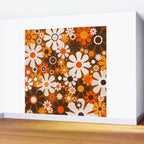 Retro Garden Flowers Groovy 1970s Floral Pattern in 70s Brown and Orange Wall Mural Gallery Image 2