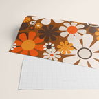 Retro Garden Flowers Groovy 1970s Floral Pattern in 70s Brown and Orange Wrapping Paper Gallery Image 2