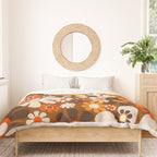 Retro Garden Flowers Groovy 1970s Floral Pattern in 70s Brown and Orange Duvet Cover Gallery Image 3