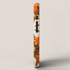 Retro Garden Flowers Groovy 1970s Floral Pattern in 70s Brown and Orange iPhone Case Gallery Image 2