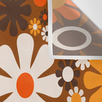 Retro Garden Flowers Groovy 1970s Floral Pattern in 70s Brown and Orange Wall Tapestry Gallery Image 3