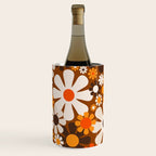Retro Garden Flowers Groovy 1970s Floral Pattern in 70s Brown and Orange Wine Chiller Gallery Image 3