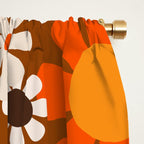 Retro Garden Flowers Groovy 1970s Floral Pattern in 70s Brown and Orange Window Curtain Gallery Image 2