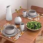 Retro Garden Flowers Groovy 1970s Floral Pattern in 70s Brown and Orange Placemat Gallery Image 2