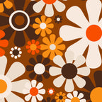 Retro Garden Flowers Groovy 1970s Floral Pattern in 70s Brown and Orange Coffee Mug Gallery Image 2