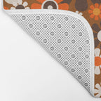 Retro Garden Flowers Groovy 1970s Floral Pattern in 70s Brown and Orange Bath Mat Gallery Image 2